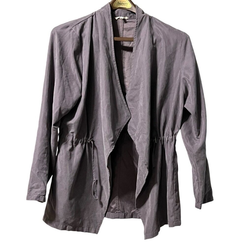 Maurices Womens Cinched Waist Open Front Anorak Jacket Measured Purple Roll Tab